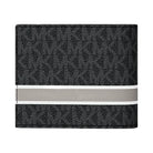 Michael Kors Cooper Striped Signature Logo Billfold Wallet With Passcase Black Combo