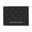 Michael Kors Cooper Striped Signature Logo Billfold Wallet With Passcase Black Combo