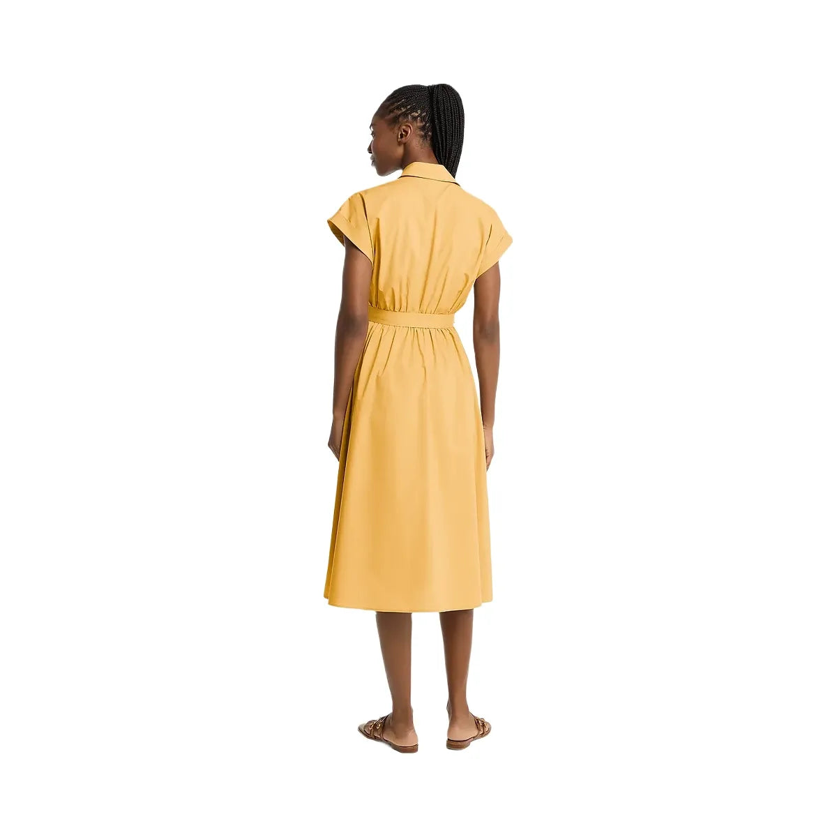 Michael Kors Cotton Poplin Midi Dress Honeywheat