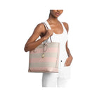 Michael Kors Eva Large Striped Signature Logo Tote Bag Powder Blush