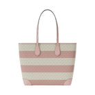 Michael Kors Eva Large Striped Signature Logo Tote Bag Powder Blush