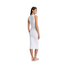 Michael Kors Floral Embellished Stretch Knit Midi Dress White
