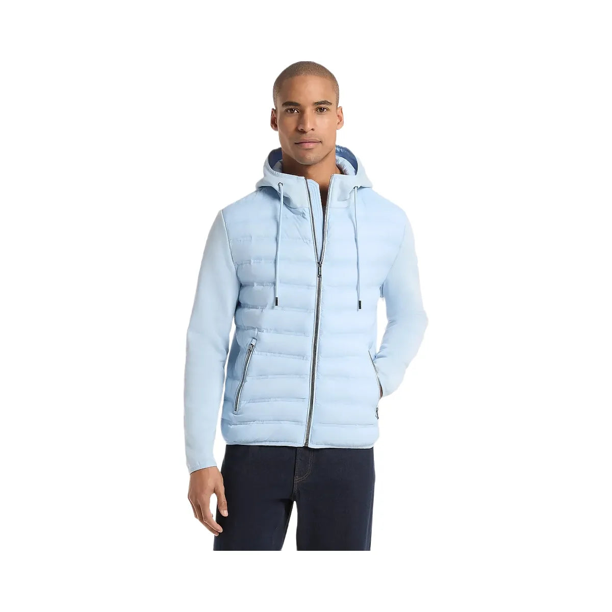 Michael Kors Galway Quilted Mixed-Media Jacket Pale Blue