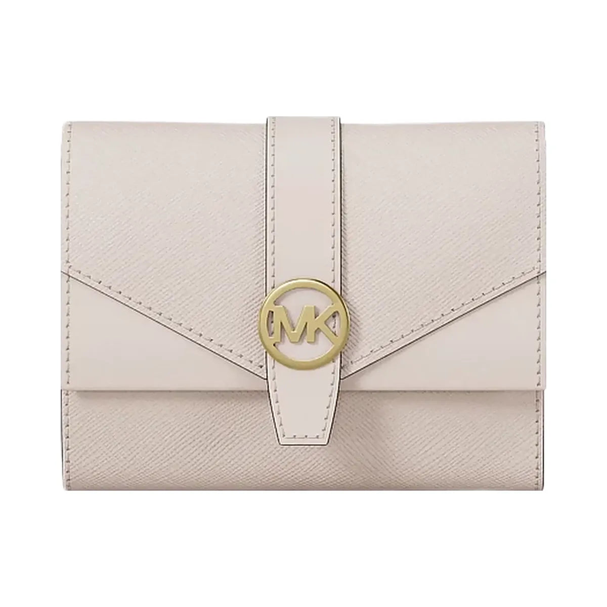 Michael Kors Greenwich Medium Saffiano Leather Trifold Wallet Lt Cream