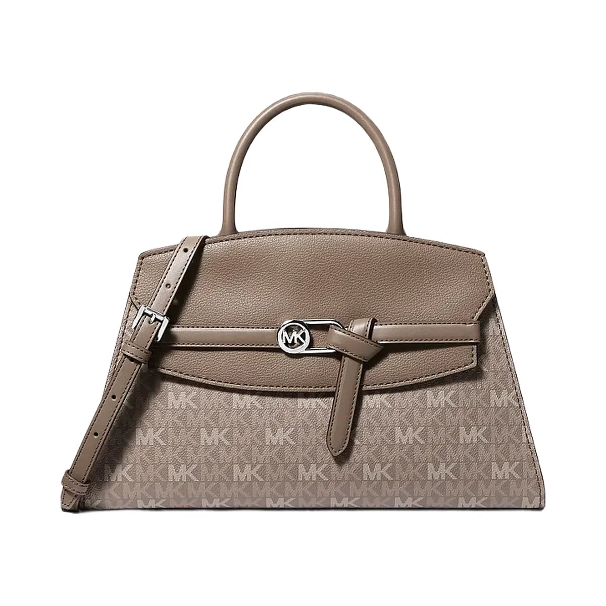 Michael Kors Greta Medium Signature Logo Satchel Mushroom