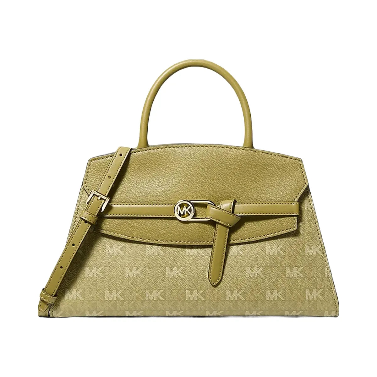 Michael Kors Greta Medium Signature Logo Satchel Oregano