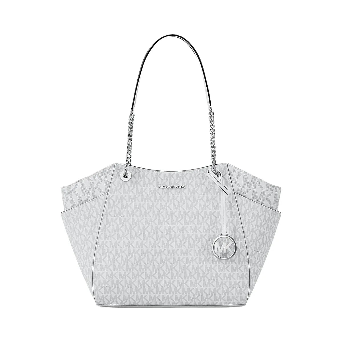 Michael Kors Jet Set Large Signature Logo Shoulder Bag Optic White