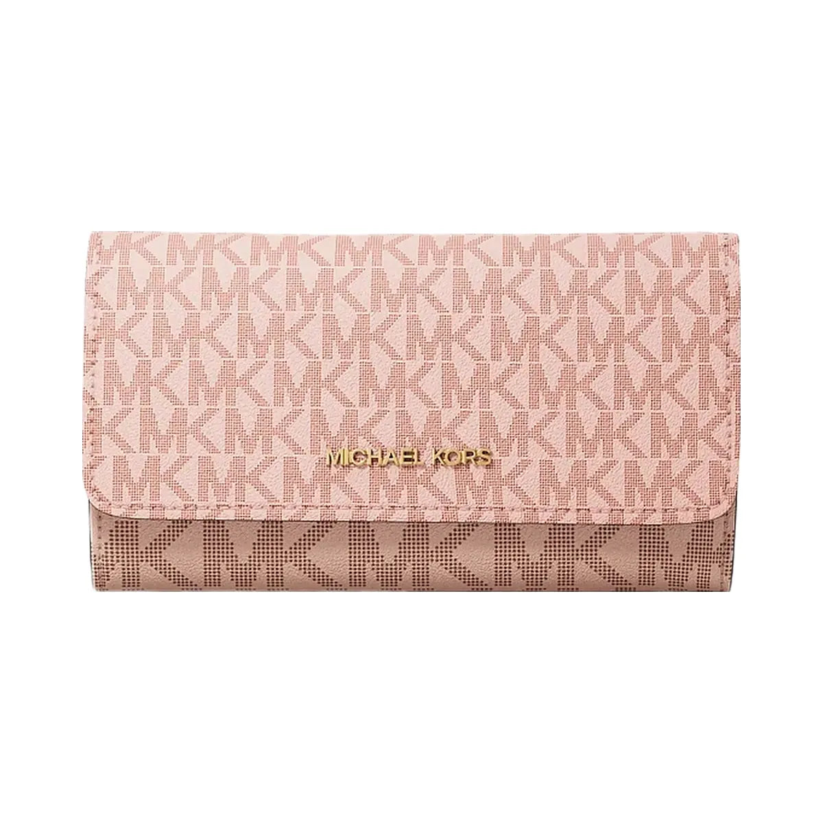 Michael Kors Jet Set Large Signature Logo Tri-Fold Wallet Pwd Blsh Mlt