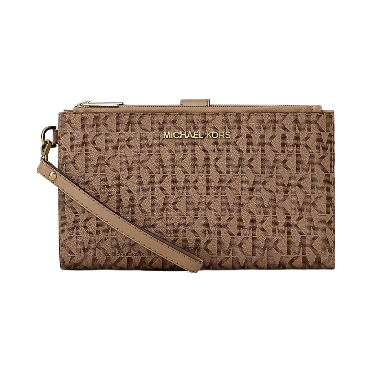 Michael Kors Jet Set Large Signature Logo Wristlet Camel