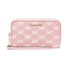 Michael Kors Jet Set Travel Large Logo Jacquard Denim Smartphone Wallet Powder Blush