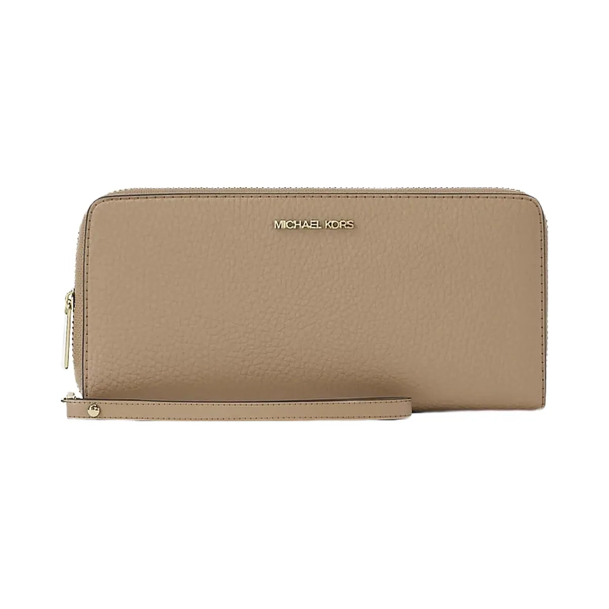 Michael Kors Jet Set Travel Large Pebbled Leather Wristlet Camel