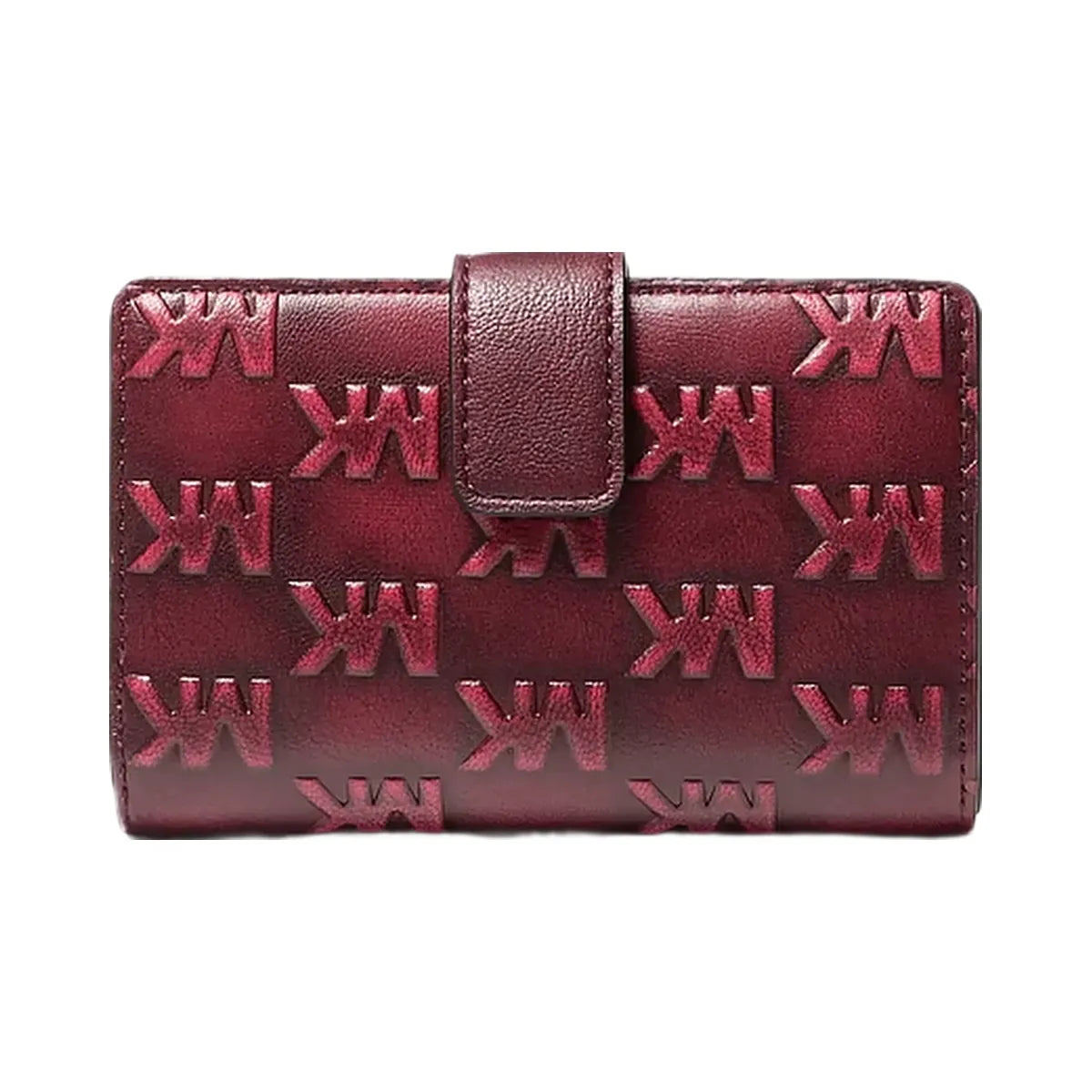 Michael Kors Jet Set Travel Medium Logo Embossed Wallet Maroon