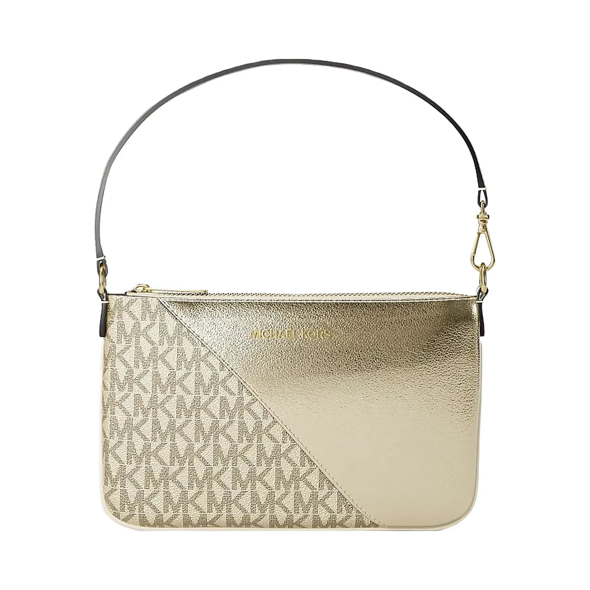Michael Kors Jet Set Travel Metallic and Signature Logo Wristlet Pale Gold