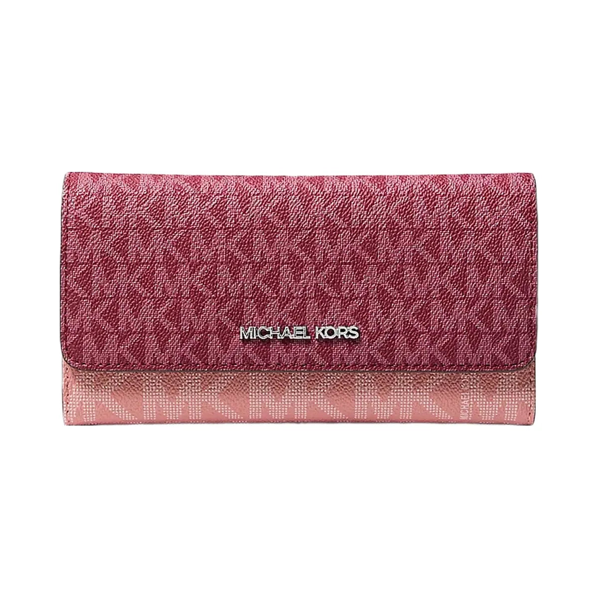 Michael Kors Jet Set Travel Signature Logo Tri-Fold Wallet Maroon