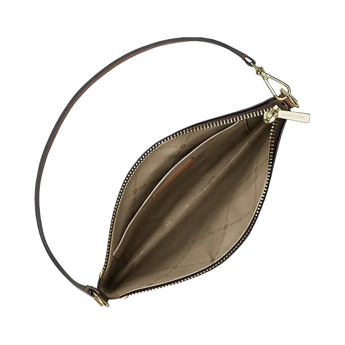 Michael Kors Jet Set Travel Small Striped Signature Logo Convertible Wristlet Vanilla/Luggage