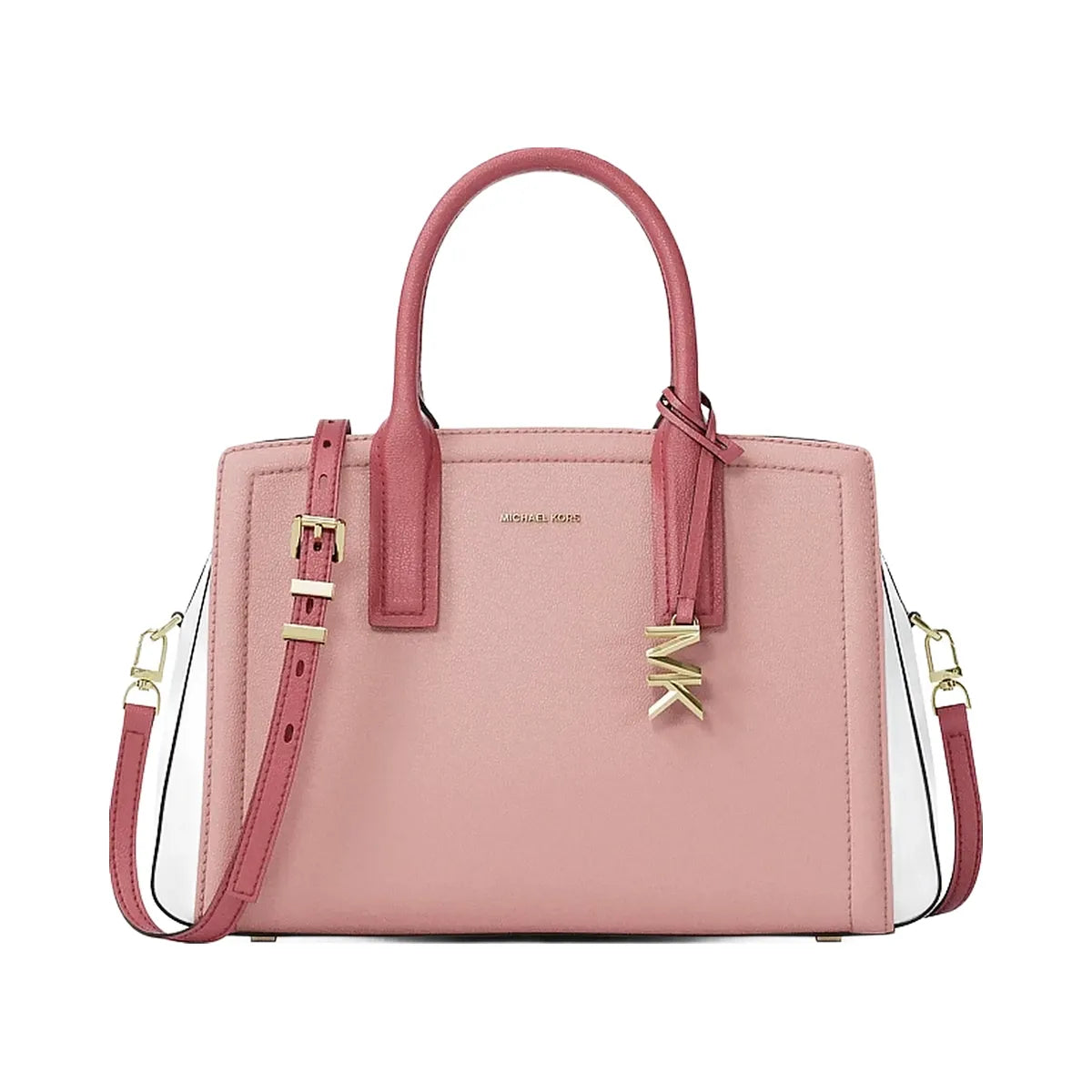 Michael Kors Laila Medium Color-Block Pebbled Leather Satchel Primrose Multi