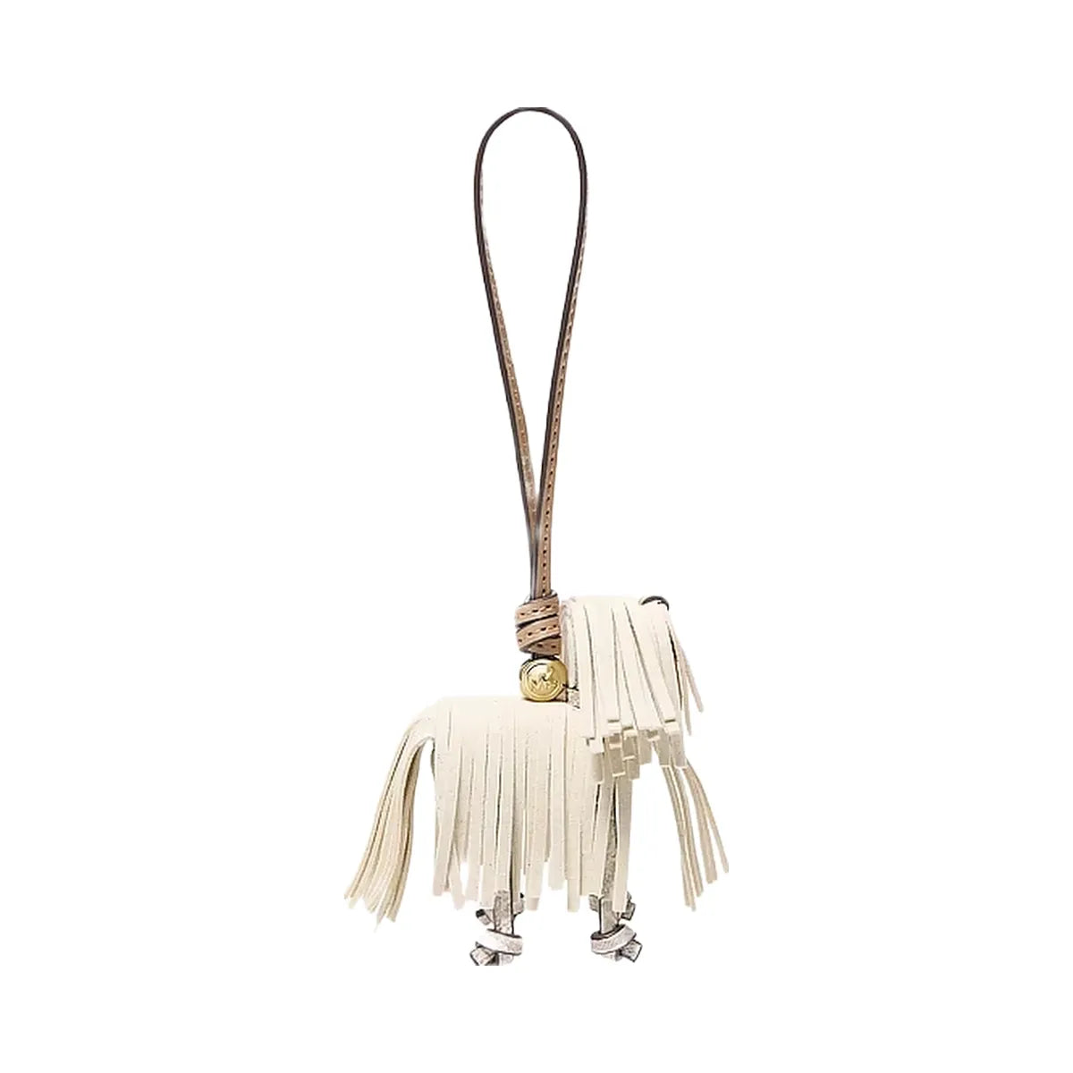 Michael Kors Leather Shaggy Dog Bag Charm Lt Cream