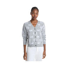 Michael Kors Logo Jacquard Cotton Blend Cardigan Pearl Grey