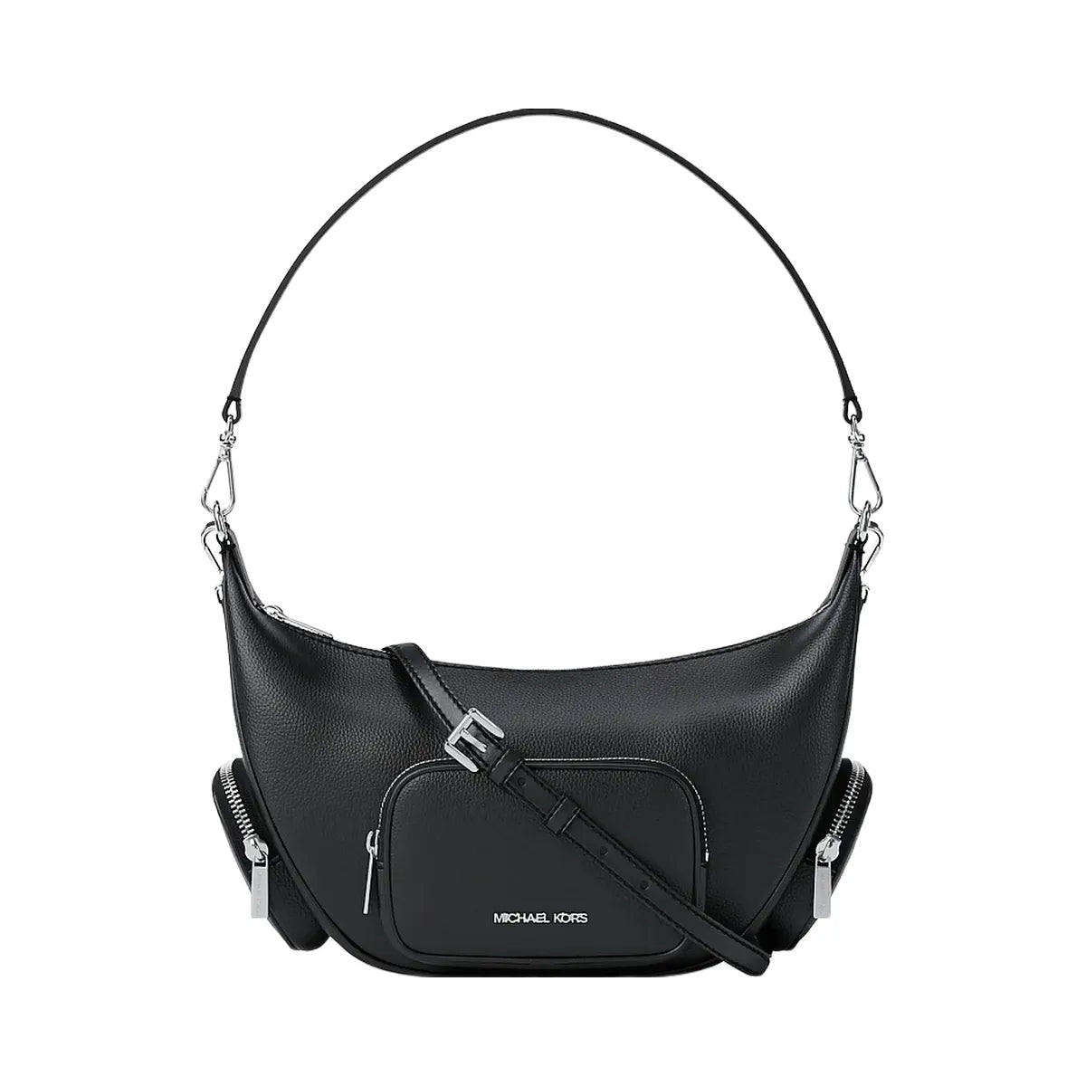 Michael Kors Merritt Medium Pebbled Leather Convertible Shoulder Bag Black