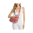 Michael Kors Merritt Medium Pebbled Leather Convertible Shoulder Bag Hibiscus