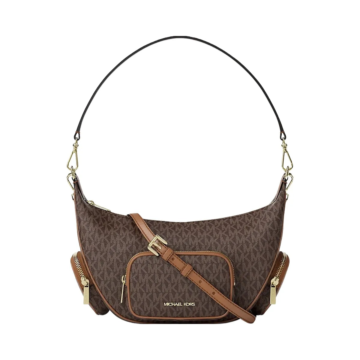 Michael Kors Merritt Medium Signature Logo Convertible Shoulder Bag Brown