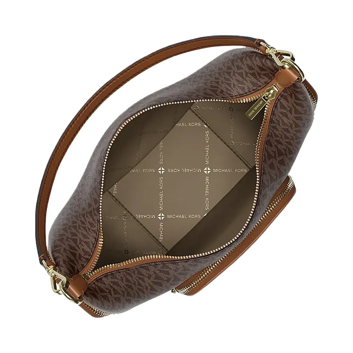 Michael Kors Merritt Medium Signature Logo Convertible Shoulder Bag Brown