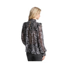 Michael Kors Metallic Paisley Print Georgette Blouse Gunmetal