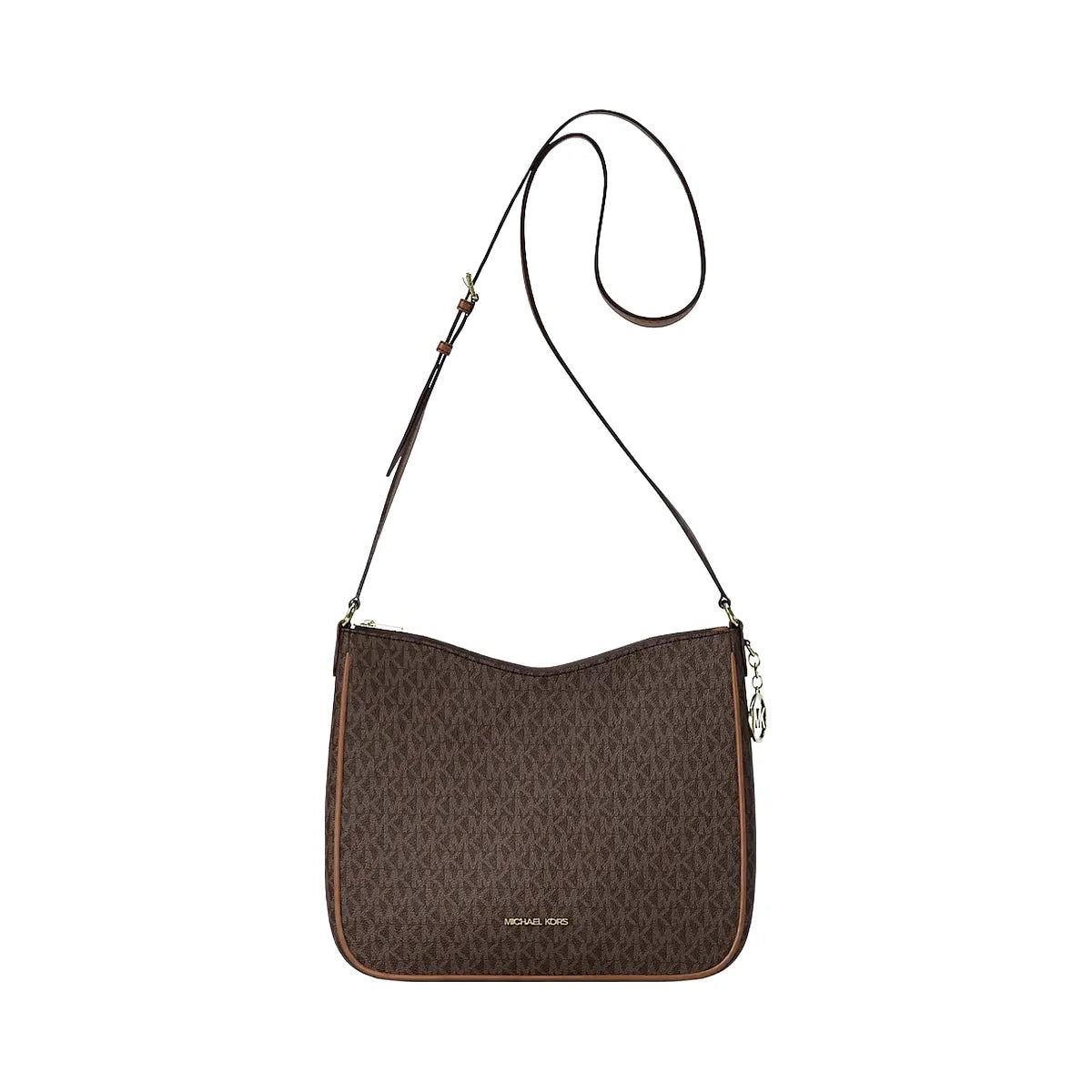 Michael Kors Nayla Medium Signature Logo Messenger Bag Brown