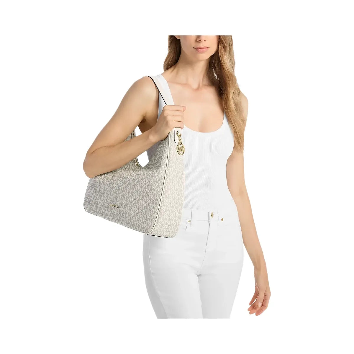 Michael Kors Nayla Medium Signature Logo Shoulder Bag Lt Crm Multi