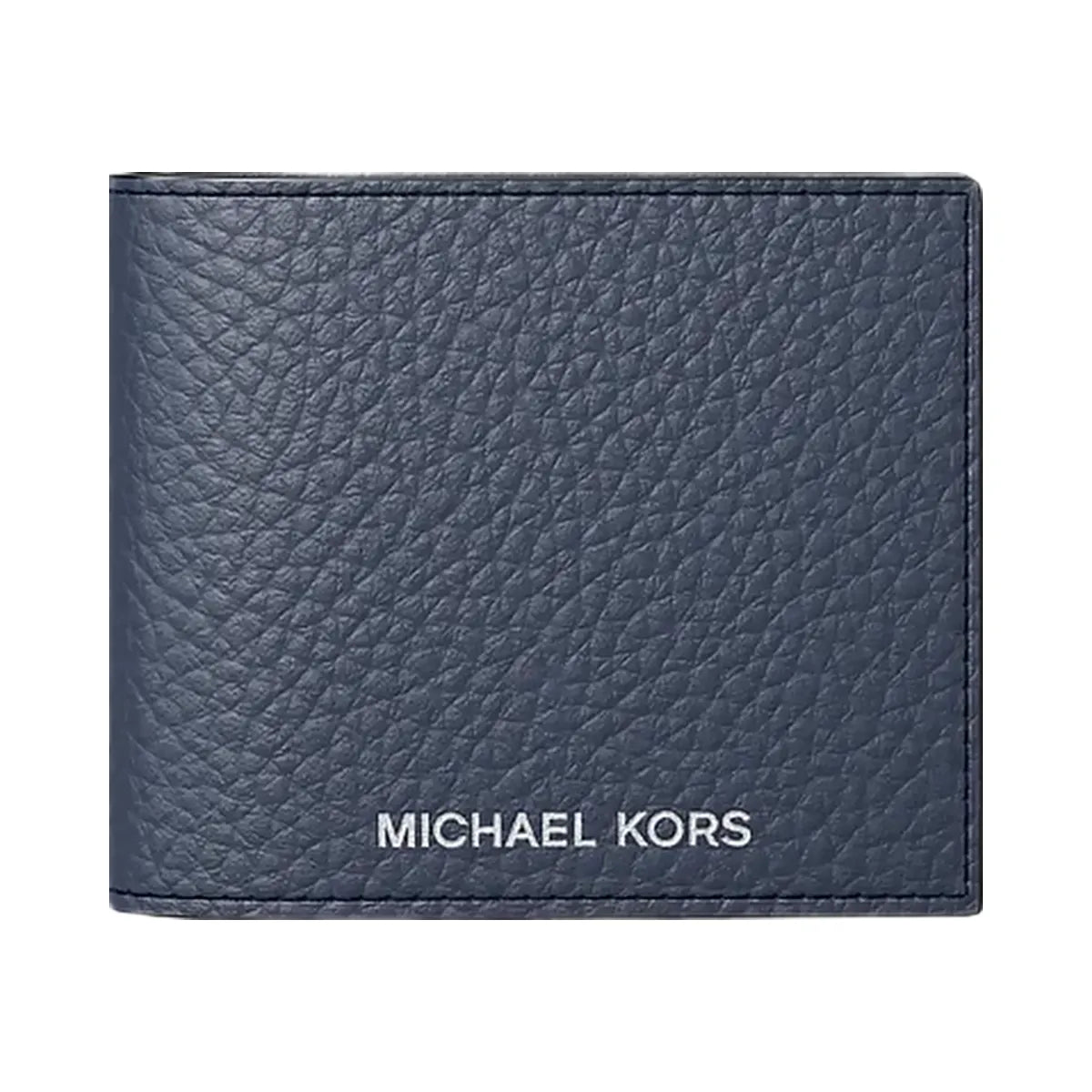 Michael Kors Pebbled Leather Billfold Wallet and Signature Logo Card Case Gift Set Navy