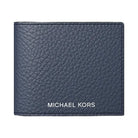 Michael Kors Pebbled Leather Billfold Wallet and Signature Logo Card Case Gift Set Navy