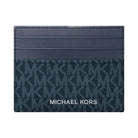 Michael Kors Pebbled Leather Billfold Wallet and Signature Logo Card Case Gift Set Navy