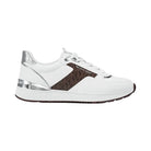 Michael Kors Remy Mixed-Media Trainer Op Wht/Brown