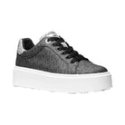 Michael Kors Romey Metallic Two-Tone Signature Logo Platform Sneaker Black