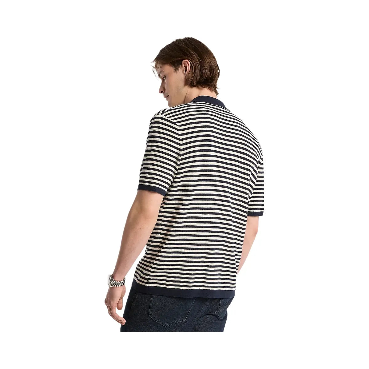 Michael Kors Striped Knit Shirt Lt Cream
