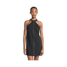 Michael Kors Studded Stretch Crepe Halter Mini Dress Black