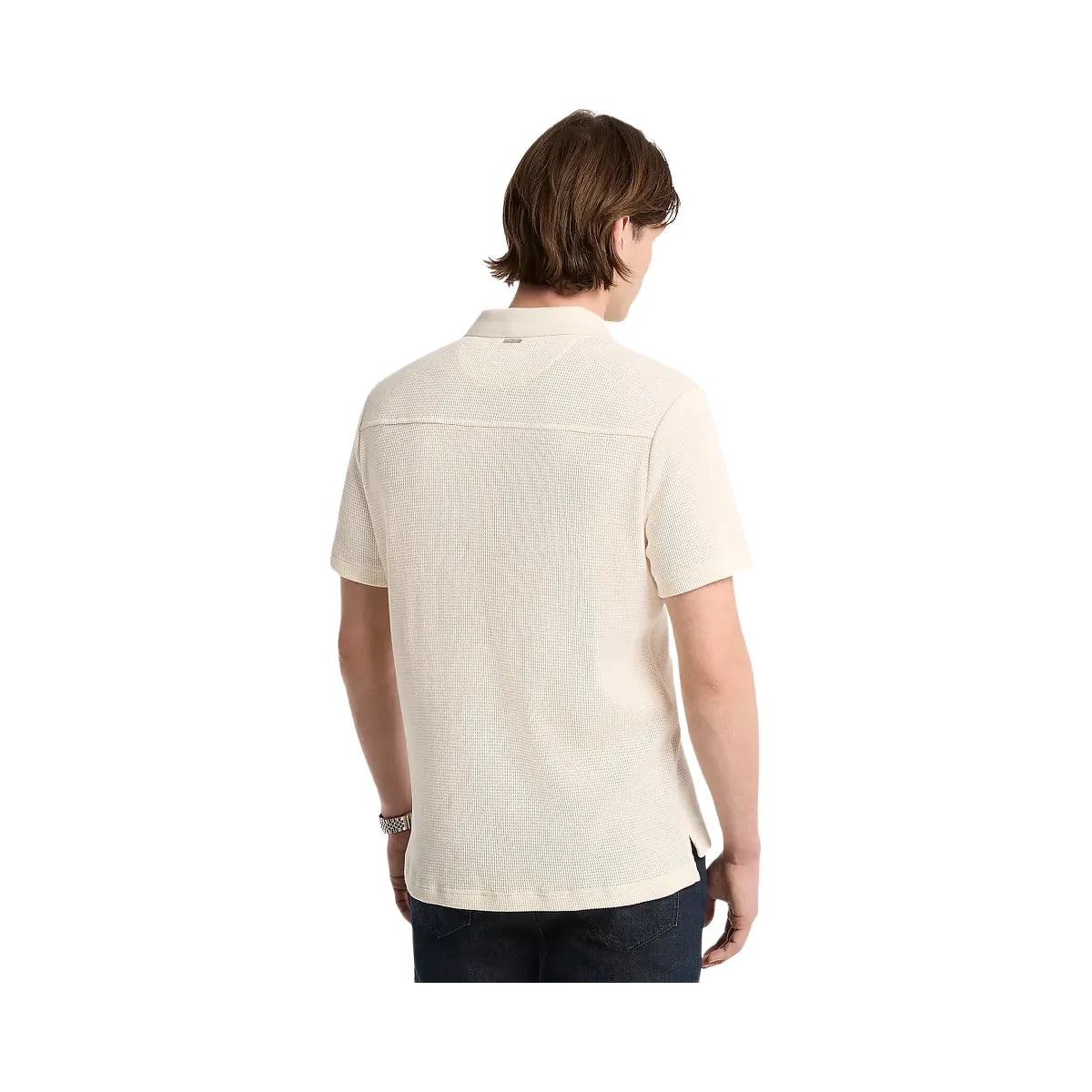 Michael Kors Waffle Knit Polo Shirt Lt Cream