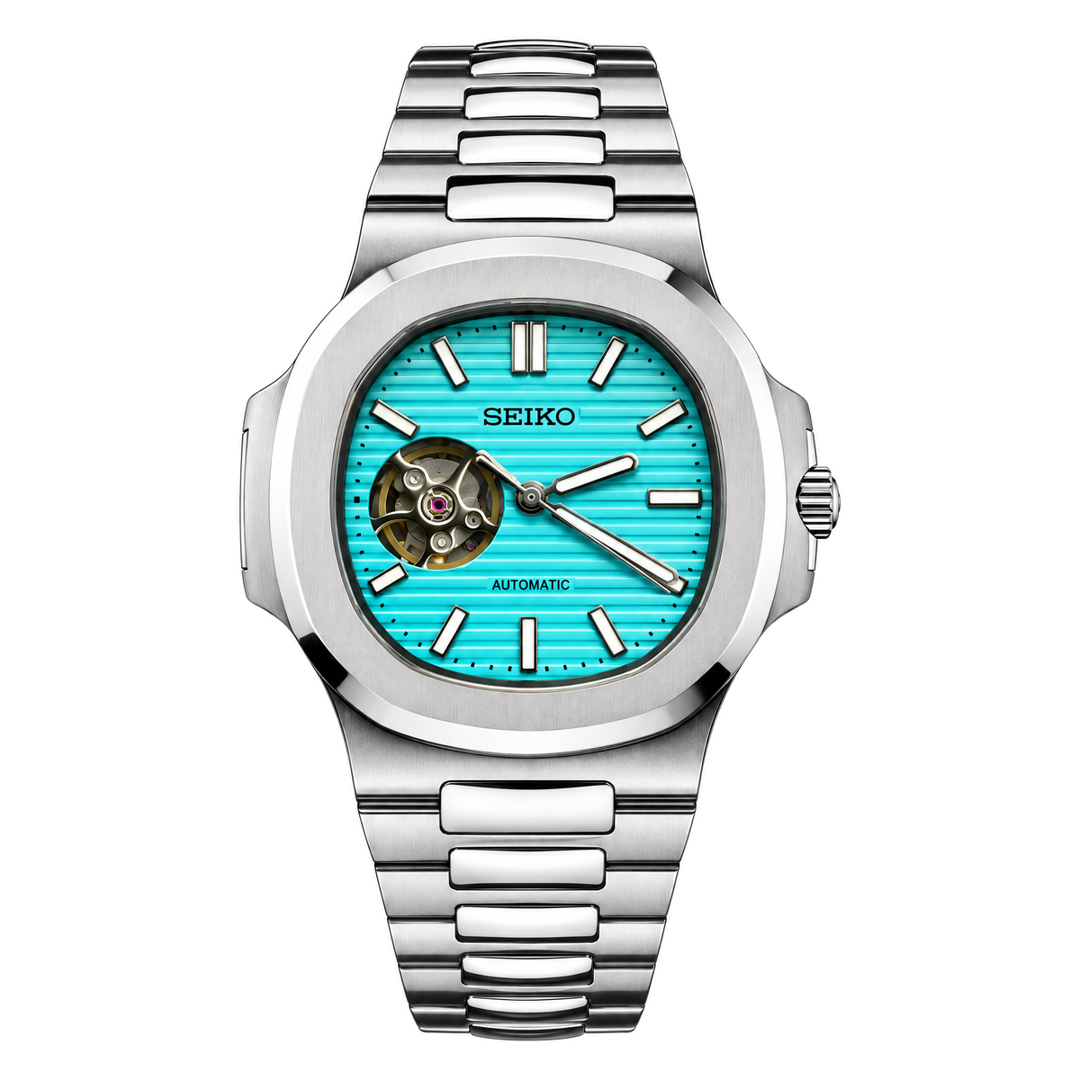 Seiko Mod Nautilus Open Heart Tiffany Blue