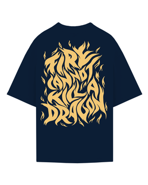 FIRE CANNOT KILL A DRAGON T-SHIRT - NAVY BLUE