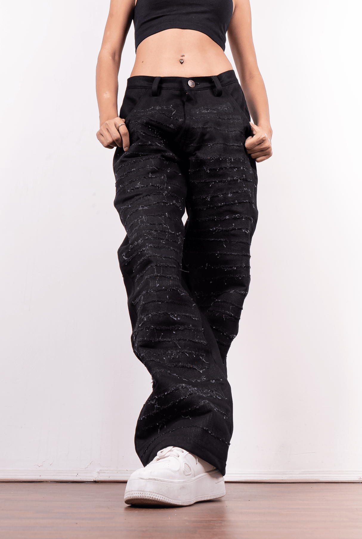 Distressed Black Denim - dawntown