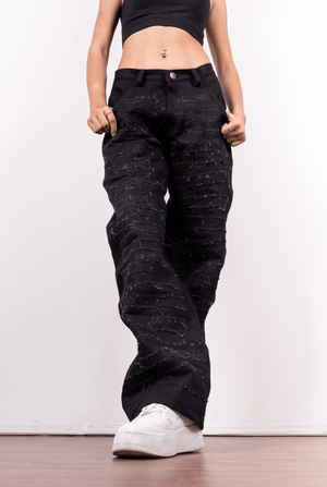 Distressed Black Denim - dawntown