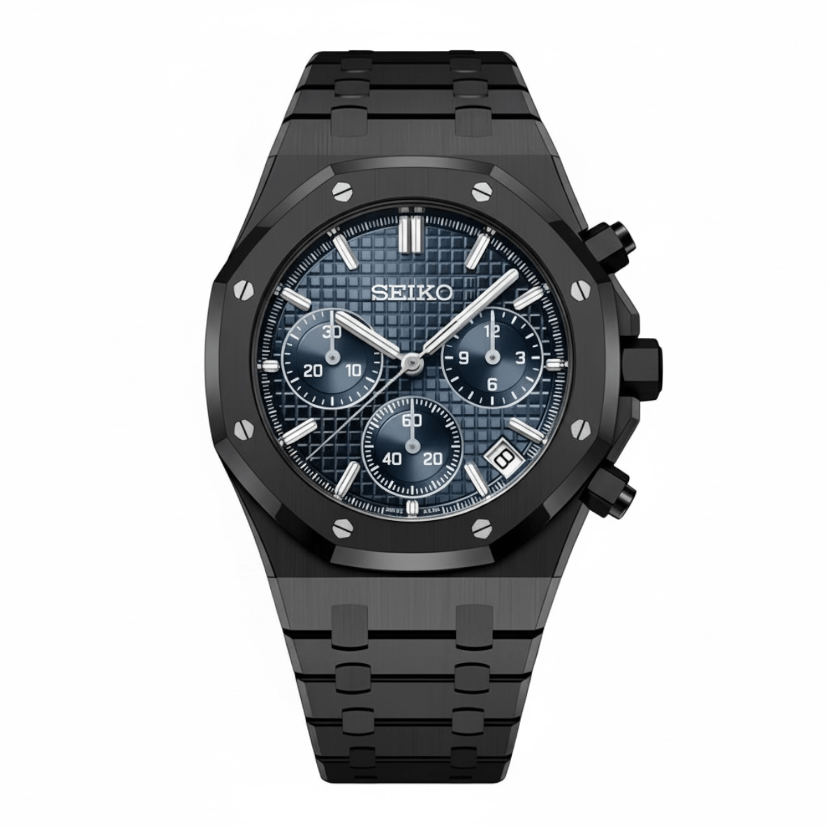 Seiko Mod Royal Oak Chronograph Black Blue