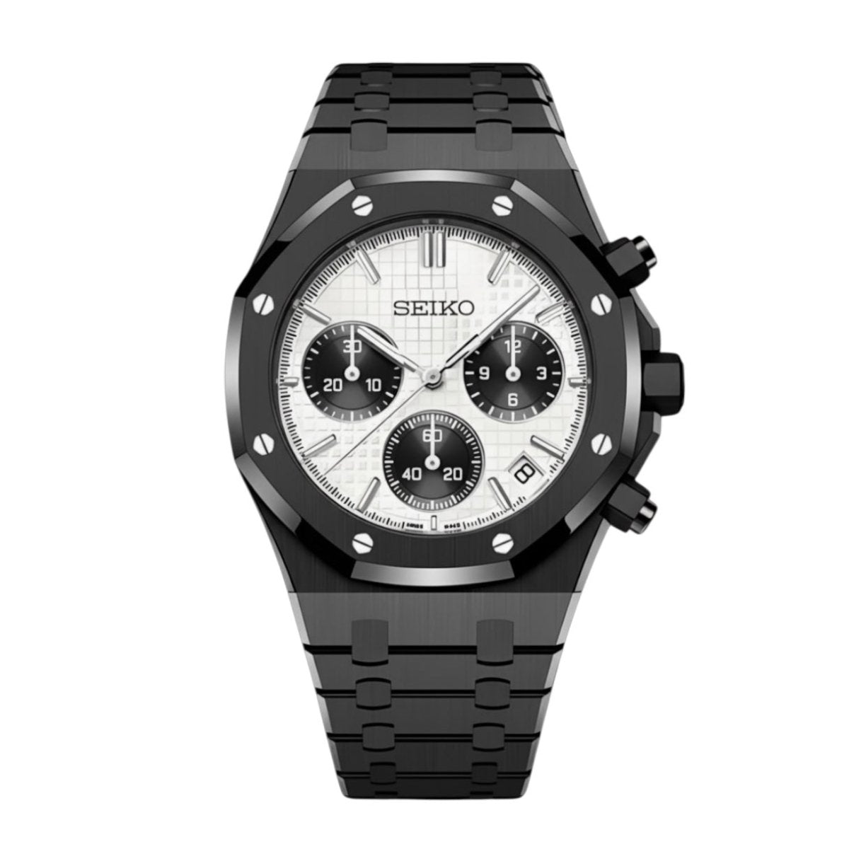 Seiko Mod Royal Oak Chronograph Black Panda