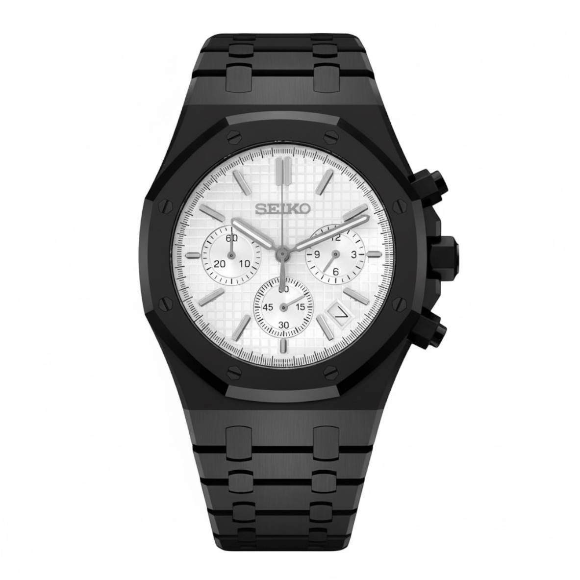 Seiko Mod Royal Oak Chronograph Black White