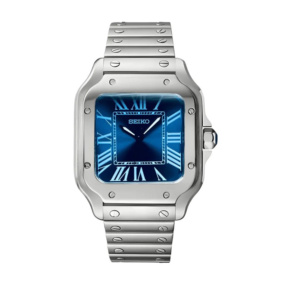 Seiko Mod Santos Silver Blue