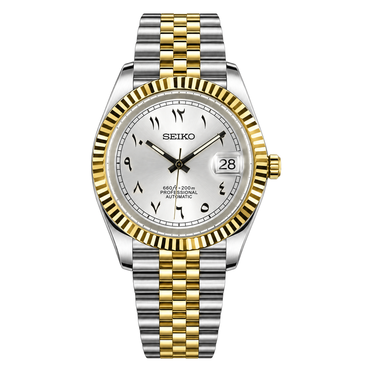 Seiko Mod Datejust Two-Tone Arabic Silver