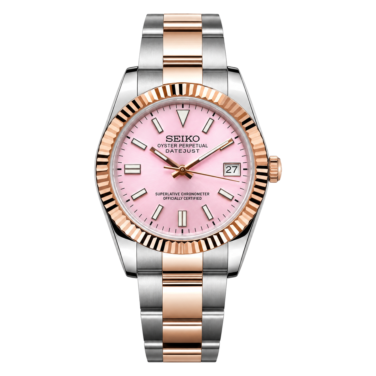 Seiko Mod Datejust Two-Tone Pink