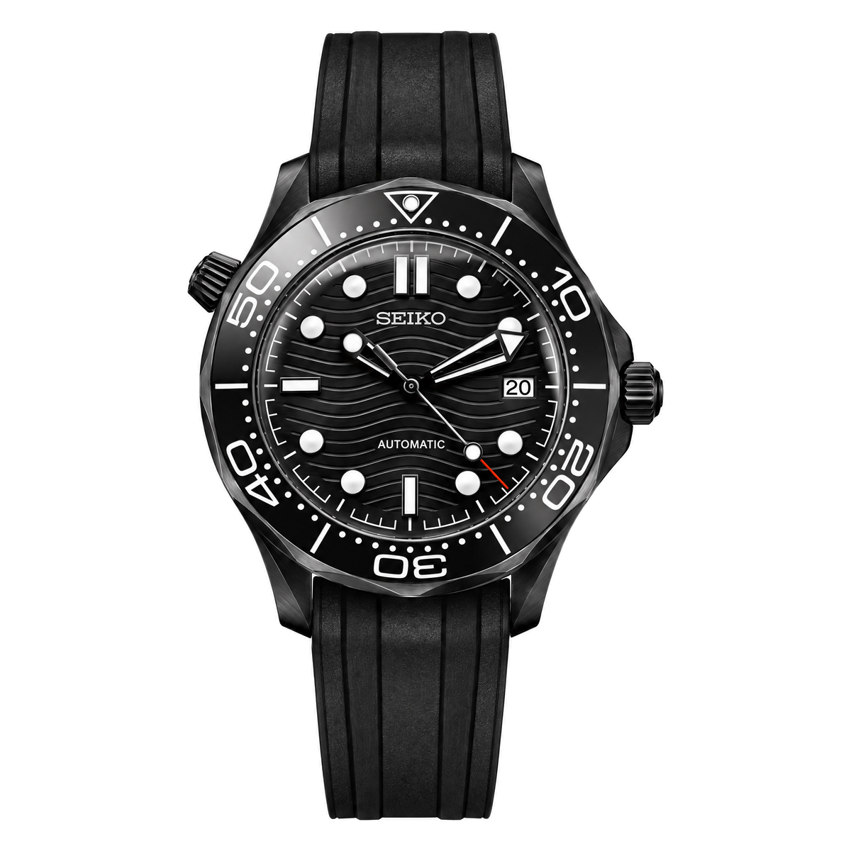 Seiko Mod Seamaster Black Silicone