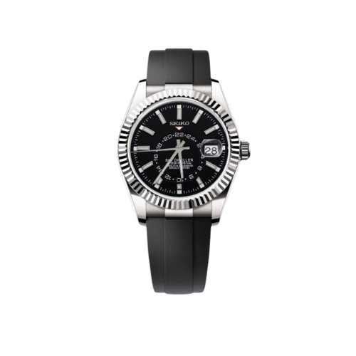 Seiko Mod Sky Dweller Black Rubber Strap