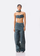 PLEATED DENIM TUBE